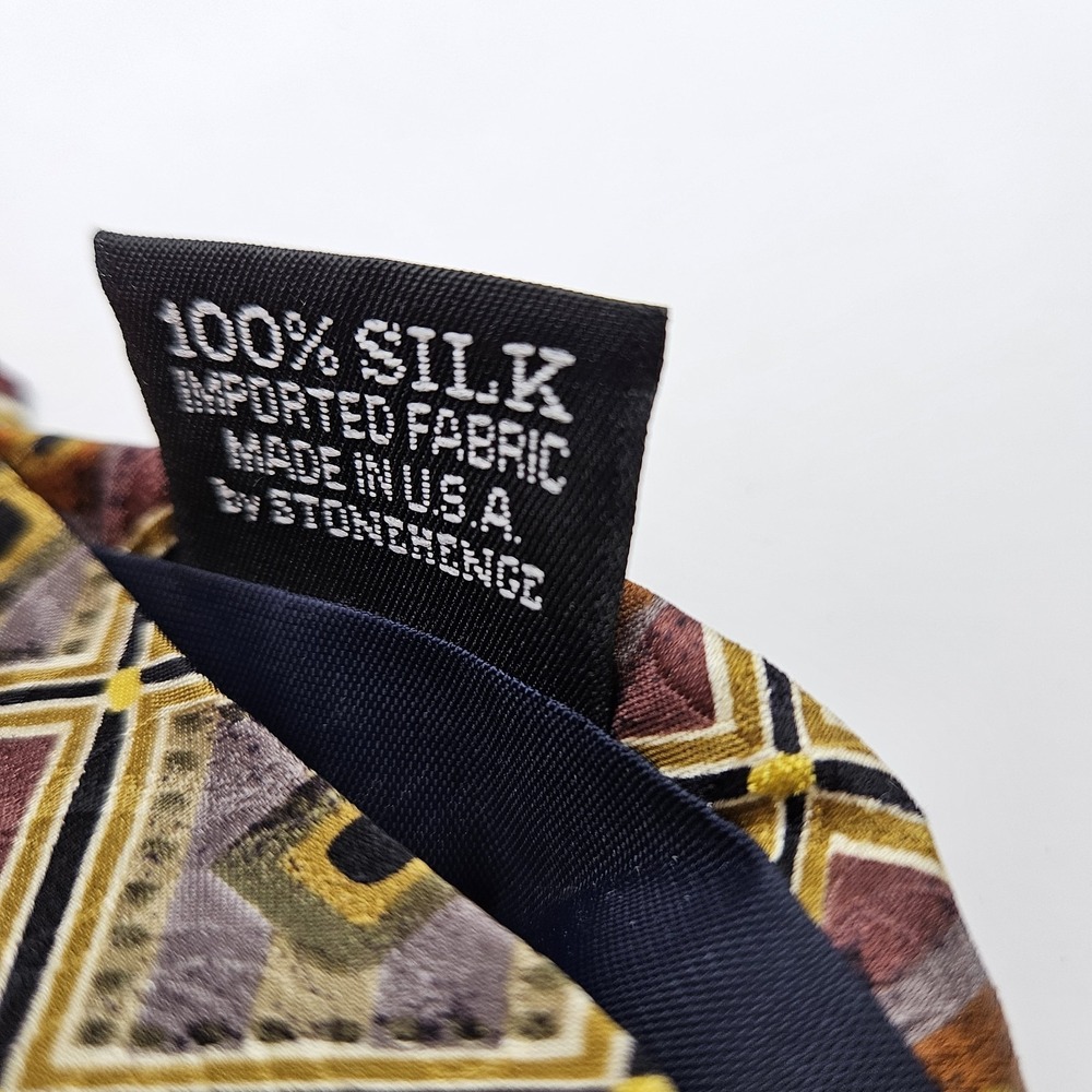 Cocktail Collection Silk Tie Necktie Brandy Geometric 100% Silk‎ Made in USA - Picture 3 of 5